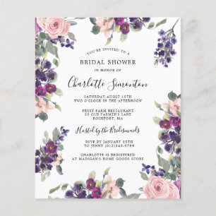 Papier Invitation à la douche nuptiale rose violet budget