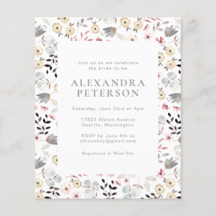 Papier Invitation à la douche nuptiale Rustique Floral