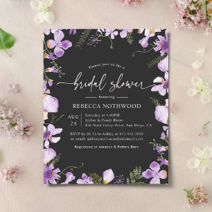 Papier Invitation à la douche nuptiale violet budget