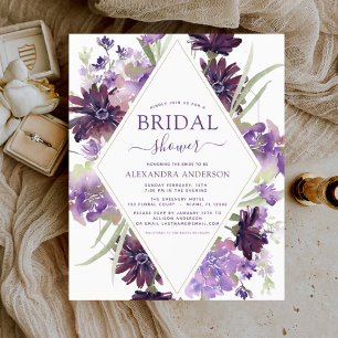 Papier Invitation à la douche nuptiale violet budget
