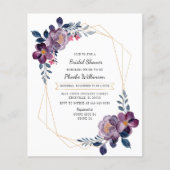 Papier Invitation à la douche nuptiale violet budget (Devant)