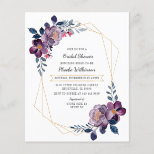 Papier Invitation à la douche nuptiale violet budget