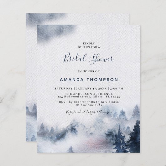 Papier Invitation à la douche nuptiale violet Budget Moun (Devant / Derrière)