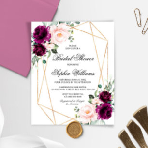 Papier Invitation à la douche nuptiale violet et rousse