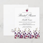 Papier Invitation à la douche nuptiale violette budget (Devant / Derrière)