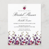 Papier Invitation à la douche nuptiale violette budget (Devant)