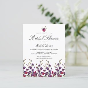 Papier Invitation à la douche nuptiale violette budget