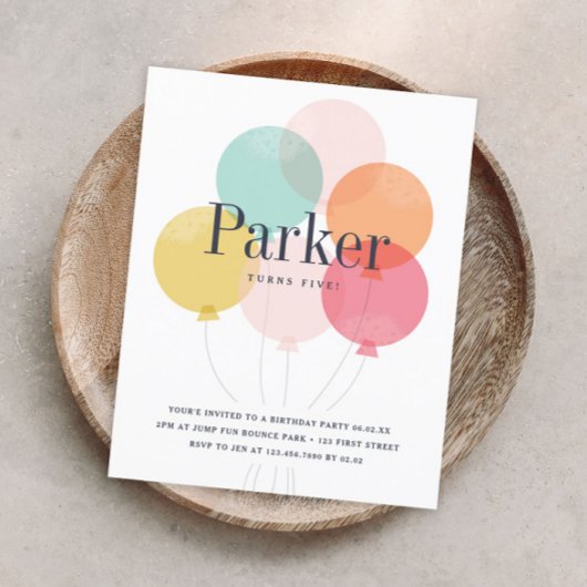 Papier Invitation à la fête d'anniversaire de ballon budg