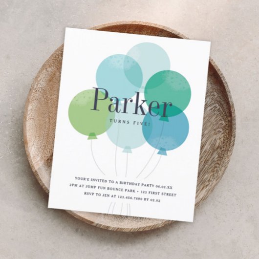 Papier Invitation à la fête d'anniversaire de ballon budg