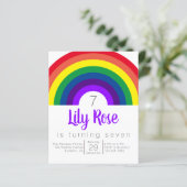 Papier Invitation à la fête d'anniversaire de l'arc-en-ci (Debout devant)