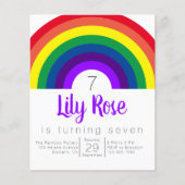 Papier Invitation à la fête d'anniversaire de l'arc-en-ci (Devant)