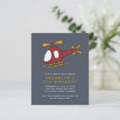 Papier Invitation à la fête d'anniversaire d'un hélicoptè (Debout devant)