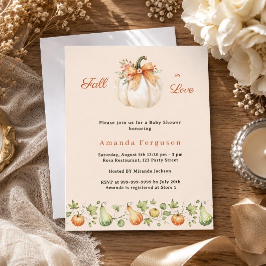 Papier Invitation à la fête de douche de mariée de crème