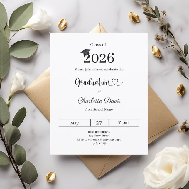 Papier Invitation à la fête de fin d'études moderne pour  (Créateur téléchargé)