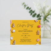 Papier Invitation à la fête de Noël au biscuit de gingemb (Debout devant)