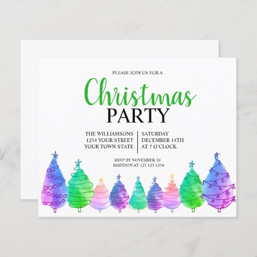 Papier Invitation à la fête de Noël Budget (Devant / Derrière)