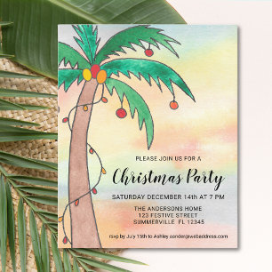 Papier Invitation à la fête de Noël Budget Palm Tree