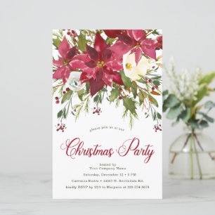 Papier Invitation à la fête de Noël de Budget Poinsettia