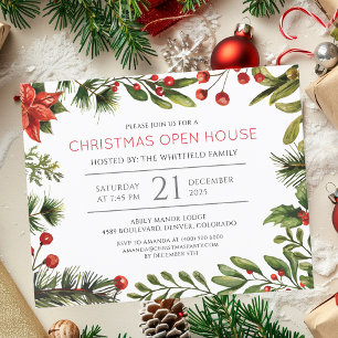 Papier Invitation à la fête de Noël de la maison ouverte