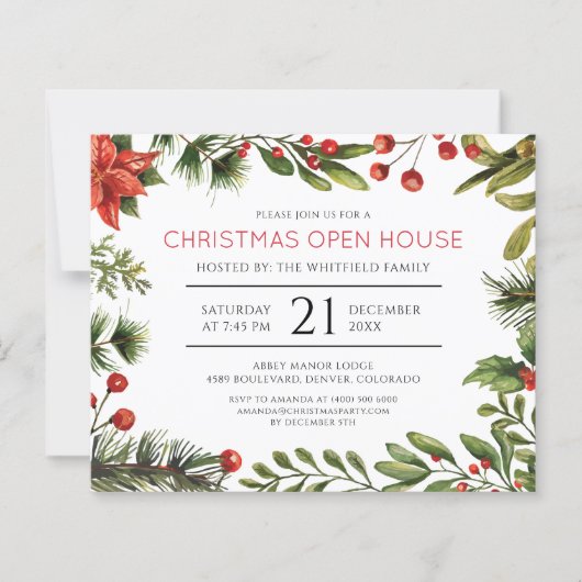 Papier Invitation à la fête de Noël de la maison ouverte (Devant)
