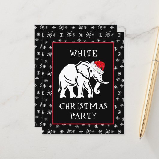 Papier Invitation à la fête de Noël de l'éléphant blanc (Devant/Arrière en situation)