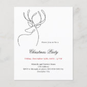 Papier Invitation à la fête de Noël de rennes blancs noir (Devant)