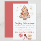 Papier Invitation à la fête de Noël d'échange de biscuits (Devant / Derrière)
