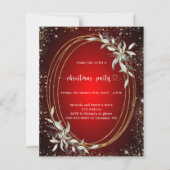 Papier Invitation à la fête de Noël en or rouge (Devant)