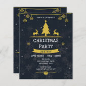 Papier Invitation à la fête de Noël flocon de neige Navy  (Devant / Derrière)