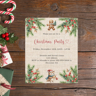 Papier Invitation à la fête de Noël naturelle du pin de B