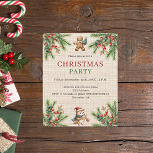 Papier Invitation à la fête de Noël naturelle du pin de B