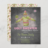 Papier Invitation à la fête de Noël pour un pull moche bu (Devant / Derrière)