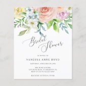 Papier Invitation à la nuptiale à budget de pêche florale (Devant)