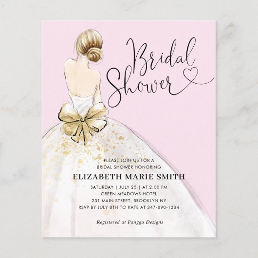 Papier Invitation à la nuptiale rose de mariée (Devant)
