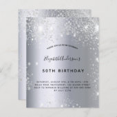 Papier Invitation à la parties scintillant d'argent d'ann (Devant / Derrière)