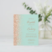 Papier Invitation à la Parties scintillant de pêche verte (Debout devant)