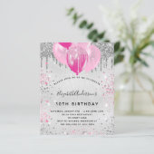 Papier Invitation à la parties scintillant rose argent po (Debout devant)