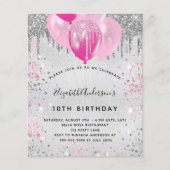 Papier Invitation à la parties scintillant rose argent po (Devant)