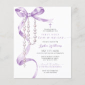 Papier Invitation à la première communion de Lavender Bow (Devant)