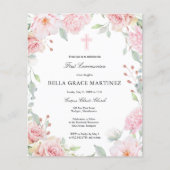Papier Invitation à la première communion rose budget (Devant)