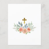 Papier Invitation à la première communion rose et or du b (Dos)