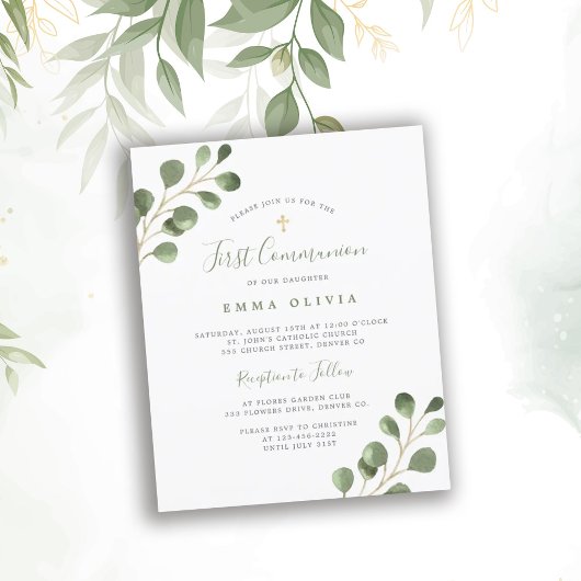 Papier Invitation à la première communion sacrée de l'euc