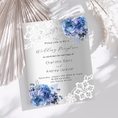 Papier Invitation à la réception de mariage bleu argent