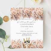 Papier Invitation à la réception de mariage de roses de c