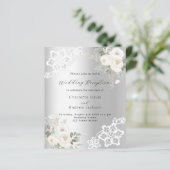 Papier Invitation à la réception de mariage floral blanc  (Debout devant)