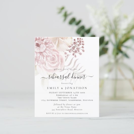 Papier Invitation à la répétition budgétaire des fleurs r (Debout devant)