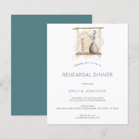 Papier Invitation à la répétition du boho budget (Devant / Derrière)