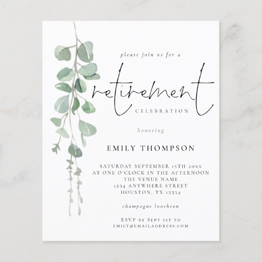 Papier Invitation à la retraite du script Eucalyptus Budg (Devant)