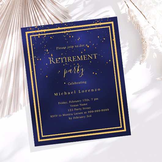 Papier Invitation à la retraite pour confettis bleu marin