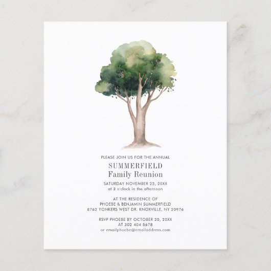 Papier Invitation à la réunion familiale de l'arbre d'aqu (Devant)